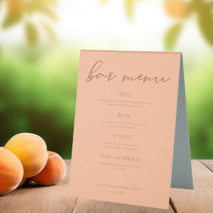 Peach Minimalist Script Summer Wedding Bar Menu