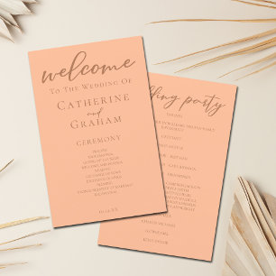 Peach Minimalist Script Summer Wedding Program