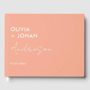 Peach Minimalist Wedding Guest Book