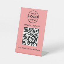 Peach Minimalistic Business Logo and QR Code 
