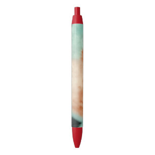 Peach Mint Cream Cowhide Black Ink Pen