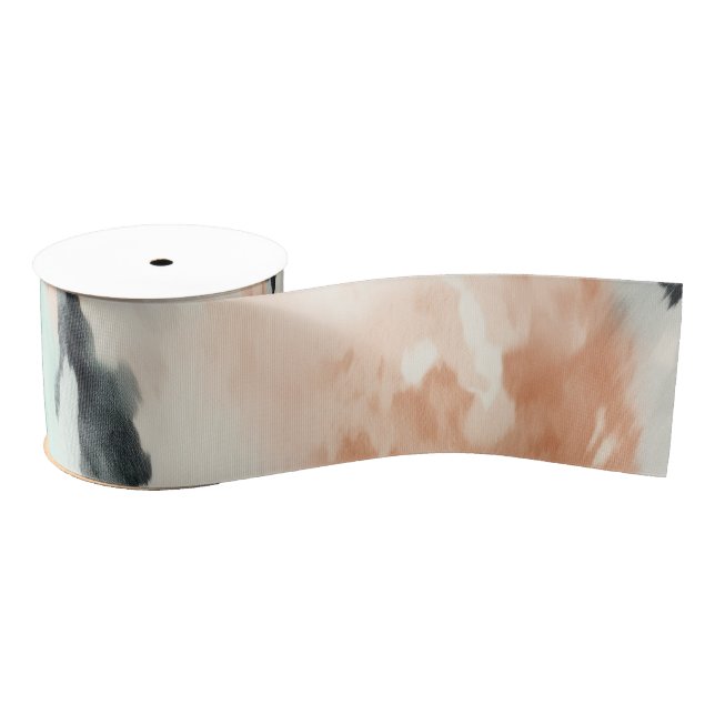 Peach Mint Cream Western Cowhide Grosgrain Ribbon (Spool)