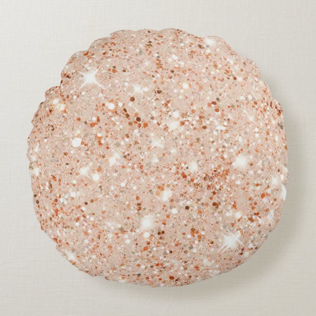 Peach Mint Glitter Round Cushion (Front)