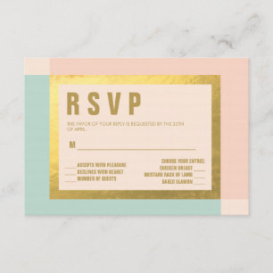 Peach Mint + Gold Foil RSVP   WEDDINGS Card