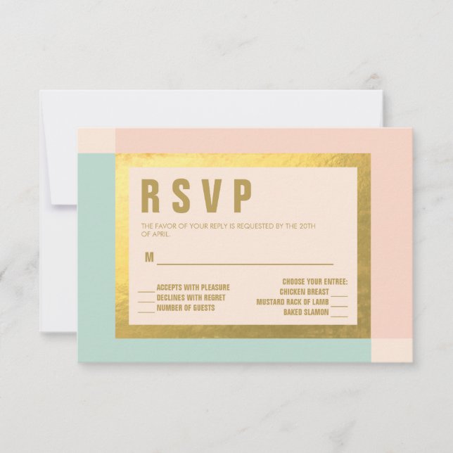 Peach Mint + Gold Foil RSVP | WEDDINGS Card (Front)