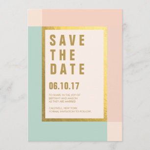 Peach Mint + Gold Foil Save the Dates   Weddings Save The Date