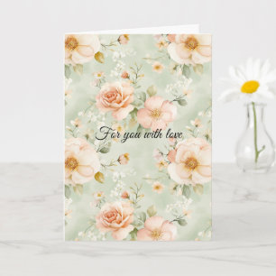 Peach Mint Pretty Roses Floral Bridal Shower Card