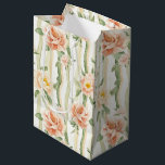 Peach Mint Roses Floral Stripes Bridal Shower Medium Gift Bag<br><div class="desc">Peach Mint Pretty Roses Floral Stripes Bridal Shower</div>