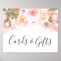 Peach & Mint Succulents Cards and Gifts Table Sign