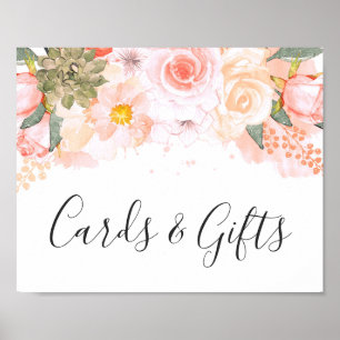 Peach & Mint Succulents Cards and Gifts Table Sign