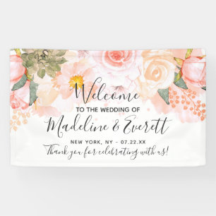 Peach & Mint Succulents Floral Wedding Welcome Banner