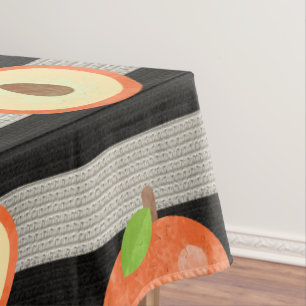 Peach Modern Black & White Stripes Tablecloth
