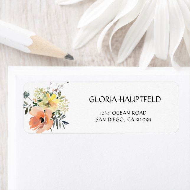Peach Modern Floral Return Address Label (Insitu)