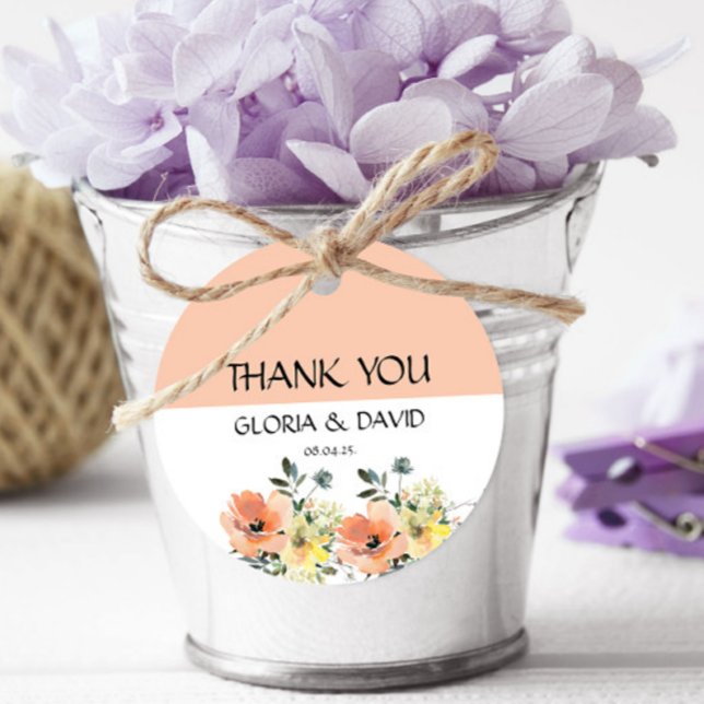 Peach Modern Floral Wedding Favour Tags (Creator Uploaded)