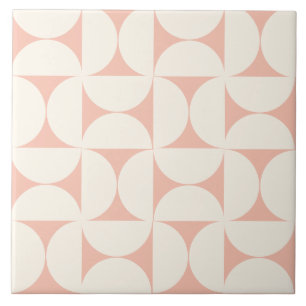 Peach Modern Geometric Semi circles Tile