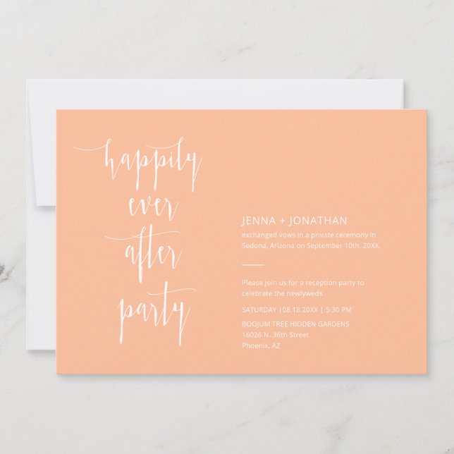 Peach Modern Happily Ever After QR Code Photo Invitation (Front)