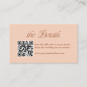 Peach Modern QR Code Wedding Website Card