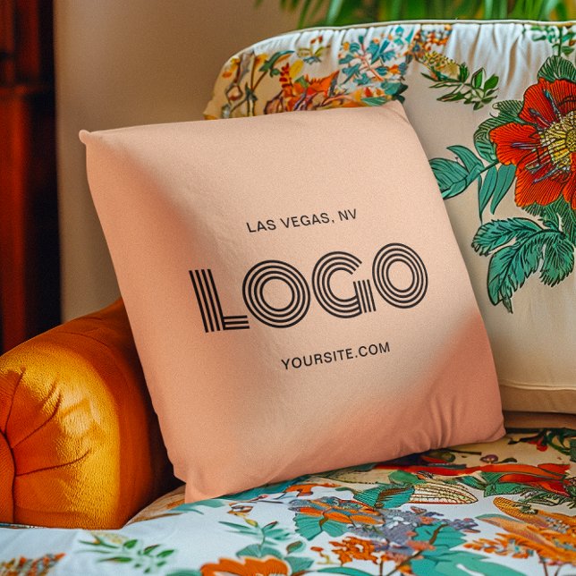 Peach Modern Rectangular Logo Cushion (Peach Modern Rectangular Logo Throw Pillow)