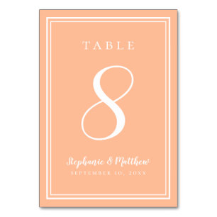 Peach Modern Simple Wedding Reception Minimalist Table Number