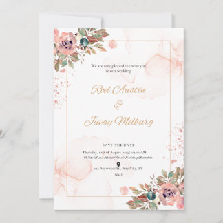 Peach Modern Wedding Invitation 