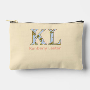 peach monogram name letter vintage bold pastel ret accessory pouch