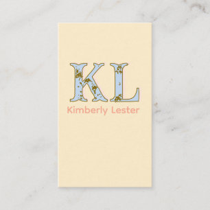 peach monogram name letter vintage bold pastel ret business card
