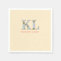 peach monogram name letter vintage bold pastel ret
