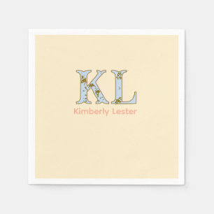 peach monogram name letter vintage bold pastel ret napkin