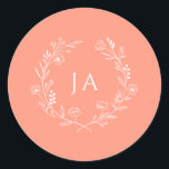 Peach Monogram Wedding Classic Round Sticker<br><div class="desc">Seal your invitations and express gratitude with our Peach Monogram Wedding Stickers. Perfect for envelope seals or favour labels,  these stickers feature the monogram and classic elegance,  adding a final touch of sophistication to your wedding stationery.</div>
