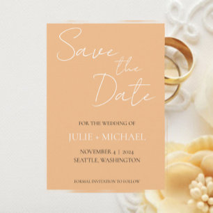 Peach Monotone Simple Style Wedding Save The Date