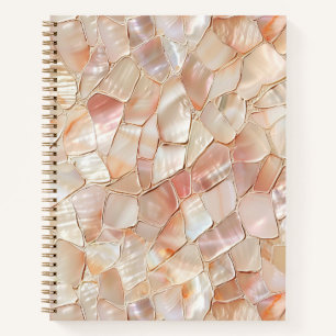 Peach Mother of Pearl Mosaic Spiral Notebook
