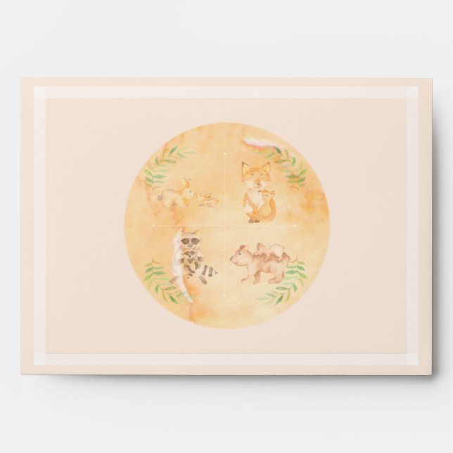 Peach Mum and Baby Animals Envelopes (Front)