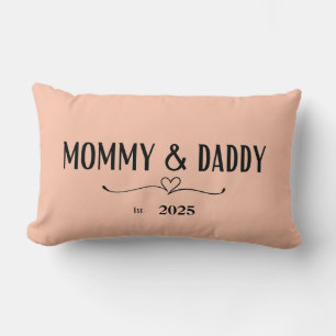 Peach Mummy & Daddy Est. Year Pillow