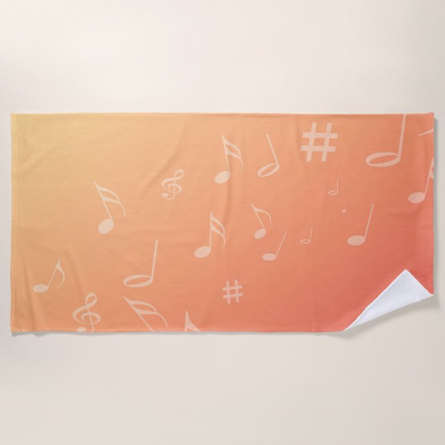 Peach Music Beach Towel (Front)