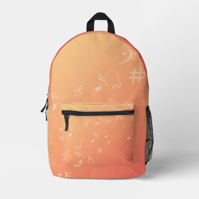 Peach Music Printed Backpack (Front)