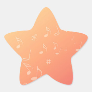 Peach Music Star Sticker