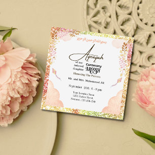Peach Muslim Girl Aqeeqah- Aqiqah-  Invitation