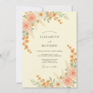 Peach Muted Autumnal Wedding Invitation