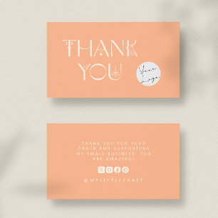 Peach Mystical Thank You Small Business Branding Card