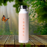 Peach name girl modern simple water bottle<br><div class="desc">Soft peach coloured background.  Personalise and add your name.  Peach coloured letters.</div>