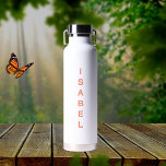 Peach name white water bottle<br><div class="desc">White background.  Personalise and add your name.  Peach coloured letters.</div>