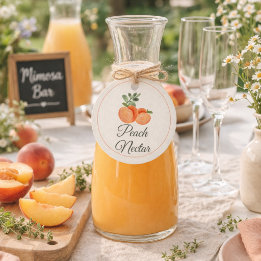 Peach Nectar Mimosa Bar Bottle Favour Tags