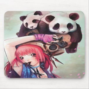Peach Ninja Pandas Mousepad
