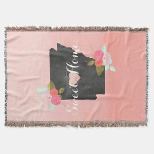 Peach Ombre Arkansas State Floral & Moveable Heart Throw Blanket