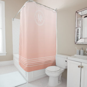 Peach Ombre Monogrammed Shower Curtain
