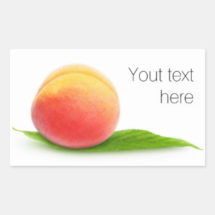 Peach on a leaf rectangular sticker