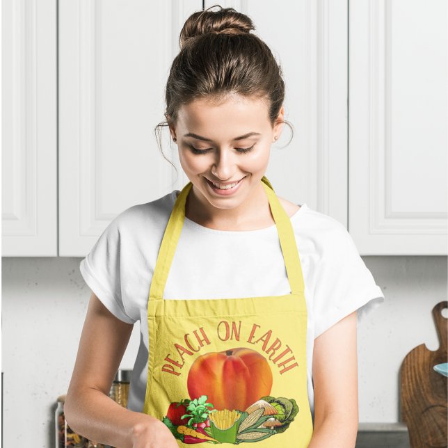 Peach on Earth Funny Christmas Pun Apron (Creator Uploaded)
