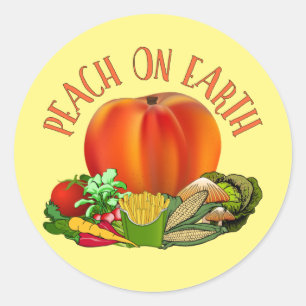 Peach on Earth Funny Christmas Pun Classic Round S Classic Round Sticker