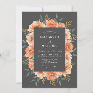 Peach Opulent Floral Wedding Invitation
