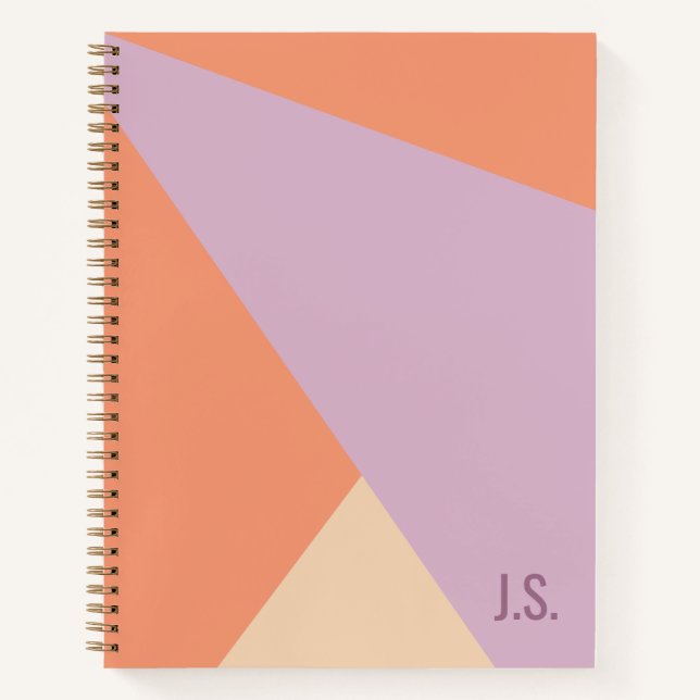 Peach Orange And Lavender Geometric Colour Blocks Notebook (Front)